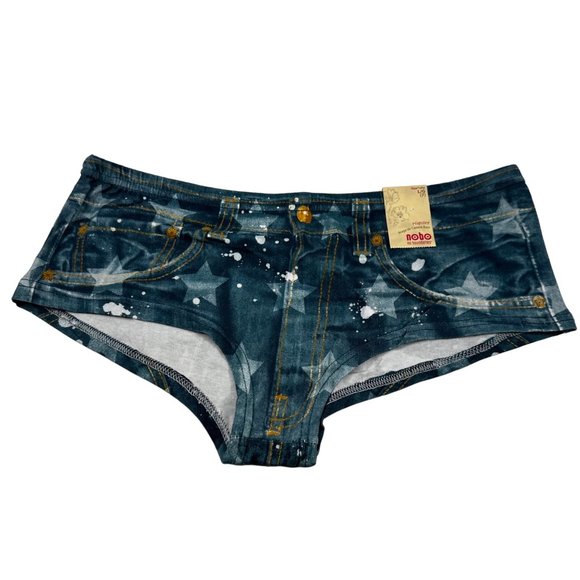 No Bo Women's Size 7 Large Panty Hipster Looks Like Jeans Blue New With Tags - Picture 1 of 10
